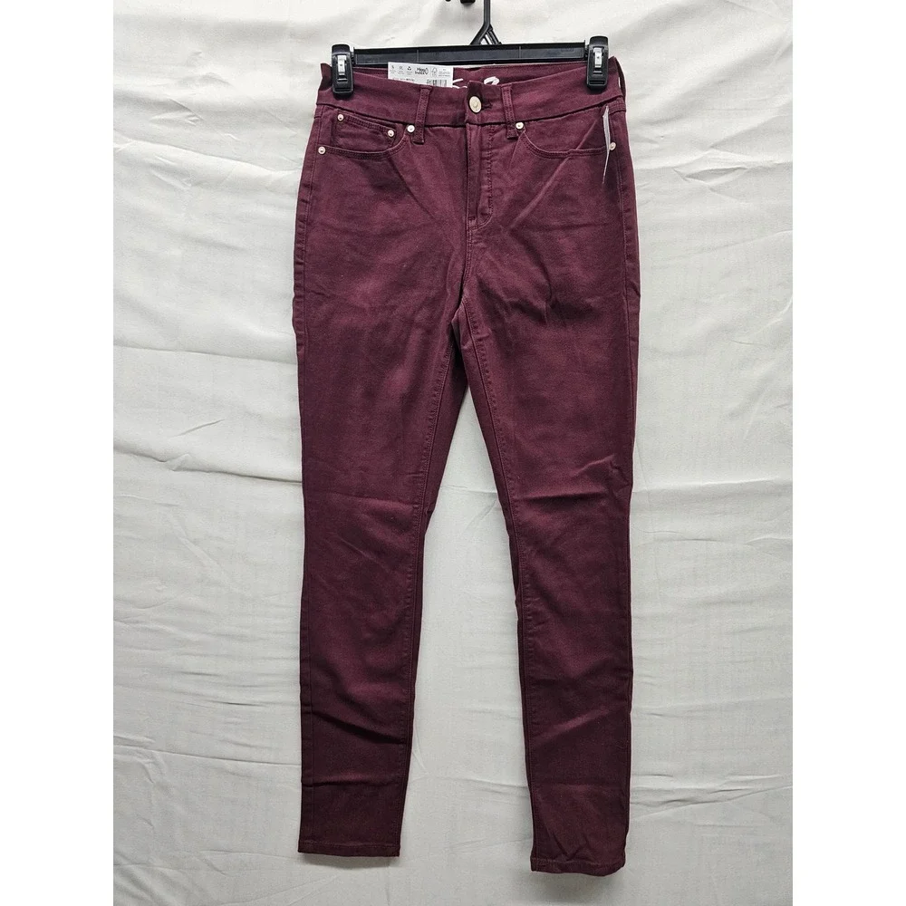 Seven7 Womens High Rise Skinny Jeans Burgundy Cotton Blend Casual Size 6